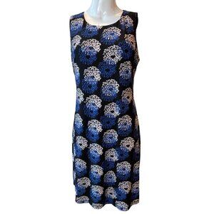 Tommy Hilfiger Womens Floral Fit & Flare Midi Dress Sleeveless Blue Black Size 8